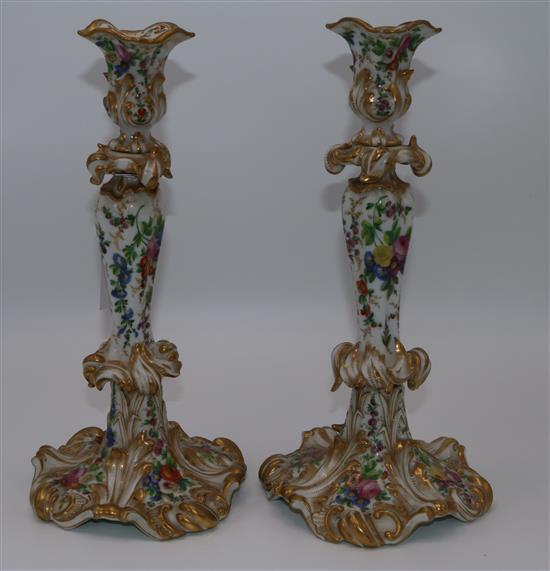 Pair of Continental porcelain candlesticks
